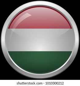 Hungarian flag glass button vector illustration
