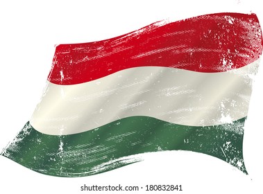 hungarian flag. Flag of  Hungary in the wind with a texture