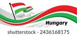 Hungarian flag wavy abstract background layout. Vector illustration
