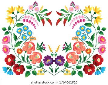 hungarian folk art design vector