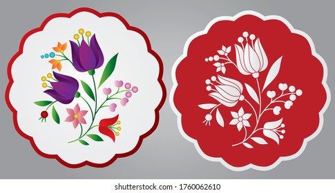 Hungarian folk art embroidery design