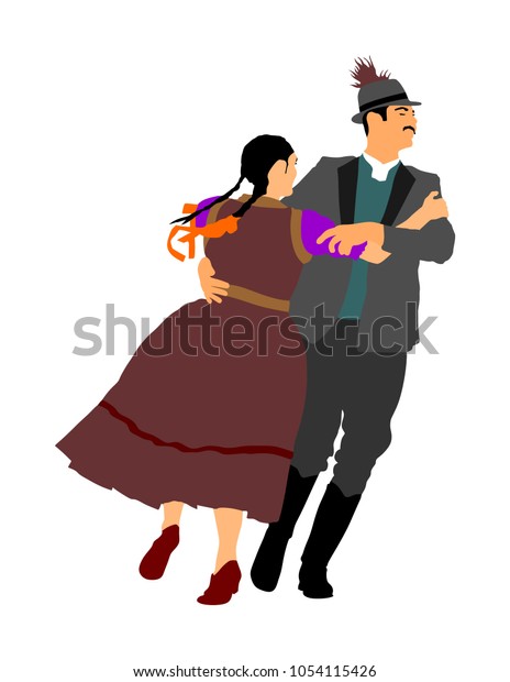 Hungarian Folk Dancers Couple Vector Illustration Stock Vector (Royalty ...