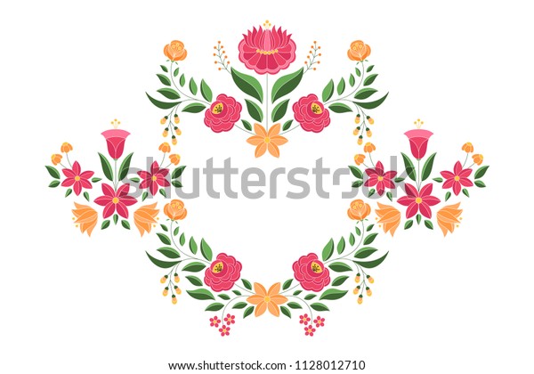 Hungarian Folk Pattern Vector Frame Kalocsa Stock Vector (Royalty Free ...