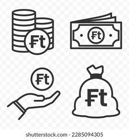 Hungarian Forint icons set money icon vector image on transparent background (PNG).