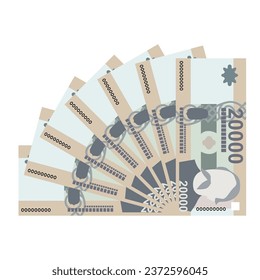 Hungarian Forint Vector Illustration. Hungary money set bundle banknotes. Paper money 20000 HUF. Flat style. Isolated on white background. Simple minimal design.