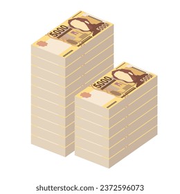 Hungarian Forint Vector Illustration. Hungary money set bundle banknotes. Paper money 5000 HUF. Flat style. Isolated on white background. Simple minimal design.