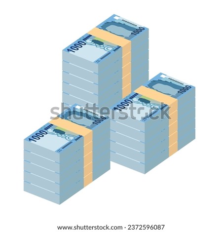 Hungarian Forint Vector Illustration. Hungary money set bundle banknotes. Money bag HUF. Flat style. Isolated on white background. Simple minimal design.