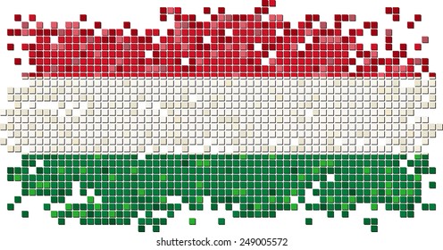 Hungarian grunge tile flag. Vector illustration Eps 8.