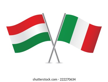 Hungarian and Italian flags. Vector illustration.