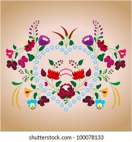 Hungarian Kalocsai Vector Ornament Element