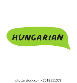 Hungarian language. Speech bubble. Hand drawn illustration on white background.