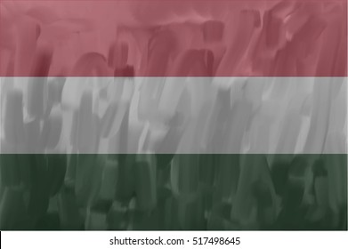  Hungarian painted / drawn vector flag. Dramatic, unusual look. Vector file contains flag and texture layers