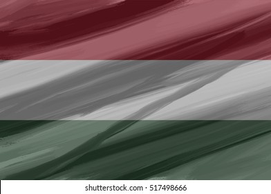  Hungarian painted / drawn vector flag. Dramatic, unusual look. Vector file contains flag and texture layers
