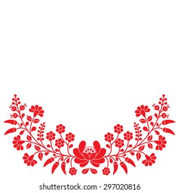 Hungarian red floral folk pattern - Kalocsai embroidery with flowers and paprika 