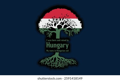 Hungarian roots and symbolism: a tree with the Hungarian flag, embodying national pride and love for nature	