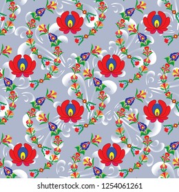 Hungarian stylized seamless patterns on a beautiful background that will look great on fabric, clothing, printing, textile products