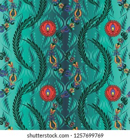 Hungarian stylized seamless patterns on a beautiful background that will look great on fabric, clothing, printing, textile products
