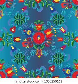 Hungarian stylized seamless patterns on a beautiful background that will look great on fabric, clothing, printing, textile products