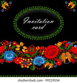 Hungarian Traditional Folk Ornament Invitation Card Template