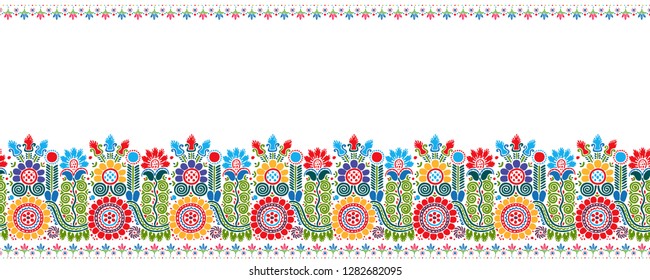 Hungarian vector embroidery pattern for borders, isolated on white background