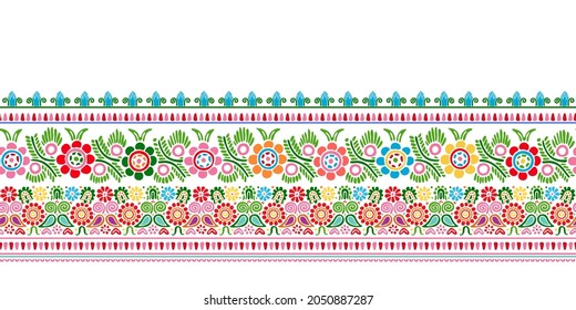 Hungarian vector embroidery pattern for borders, isolated on white background