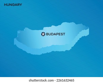 Hungary 3D Isometric map with Capital Mark Budapest Vector Illustration Design