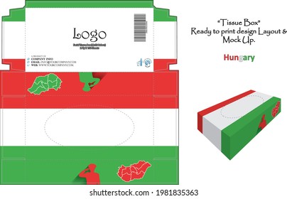Hungary - 3d Mockup tissue box Design concept national flag - ready to print vector.