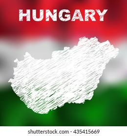 Hungary. Abstract hungarian map on flag background. Vector illustration 