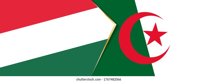 Hungary and Algeria flags, two vector flags symbol of relationship or confrontation.