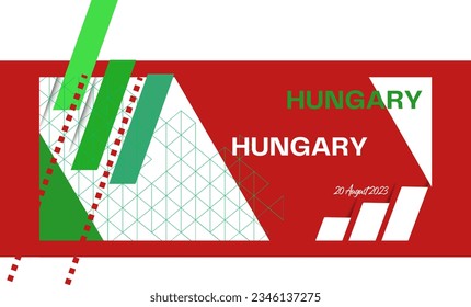 Hungary banner for national day with abstract modern design. Hungarian flag and map with typography and red, white and green color theme.