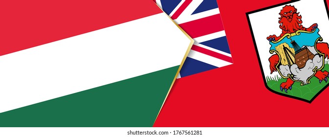 Hungary and Bermuda flags, two vector flags symbol of relationship or confrontation.