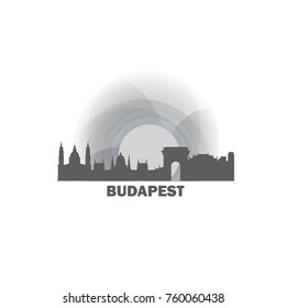 Hungary Budapest capital sunrise sunset city panorama landscape skyline flat icon logo