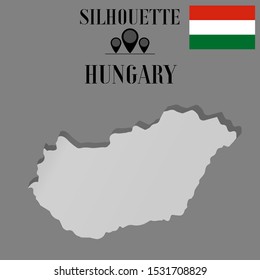  Hungary, Budapest outline world map silhouette vector illustration, creative design background, national country flag, design element, symbols from countries all continents set. 