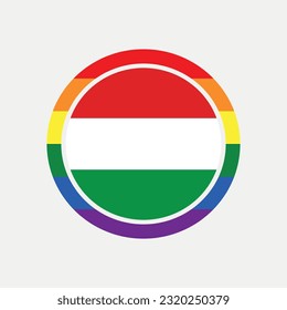 Hungary country flag circle - lgbt flag graphic element Illustration template design
