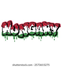 hungary country flag in graffiti art style