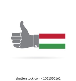 Hungary country flag thumbs up vector icon