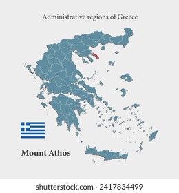 Hungary country - high detailed illustration map divided on regions. Blank Greece map isolated on background. Vector template Mount Athos county for website, pattern, infographic, education