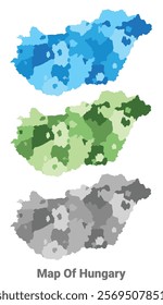 Hungary country map in different colors
