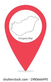 Hungary Country Map In Location Icon .