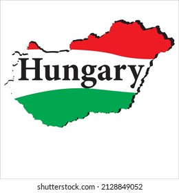 Hungary Country Map, With National Flag Of Hungary