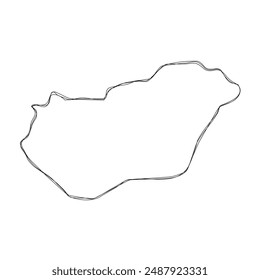 Hungary country simplified map.Thin triple pencil sketch outline isolated on white background. Simple vector icon