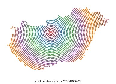 Ungarn hat die Karte gestrichen. Digitale Form Ungarns. Das technische Symbol des Landes mit gestuften Punkten. Klassische Vektorgrafik.