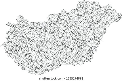Hungary dotted map. Dots are arranged randomly