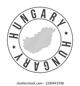 Hungary Dotted Stamp Postal. Map Silhouette Seal. Passport Round Design. Vector Icon. Design Retro Travel.