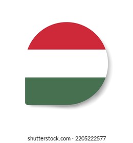  Hungría soltó el icono de la bandera con sombra sobre fondo blanco.
