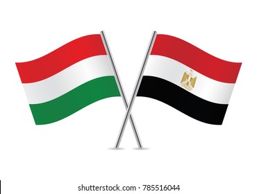 Hungary and Egypt flags. Vector illustration.