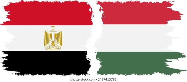 Hungría y Egipto grunge banderas de conexión, vector