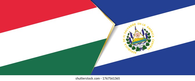 Hungary and El Salvador flags, two vector flags symbol of relationship or confrontation.