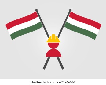 Hungary Emblem Construction Worker