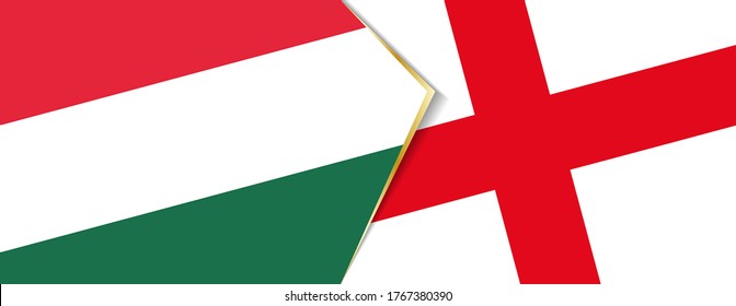 Hungary and England flags, two vector flags symbol of relationship or confrontation.